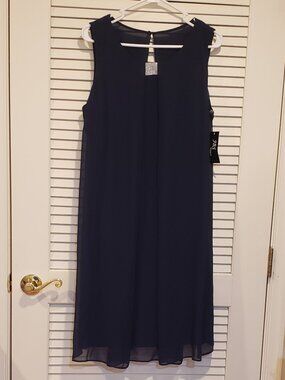 Women's JBS navy blue sleeveless chiffon cocktail dress Size 16W NWT